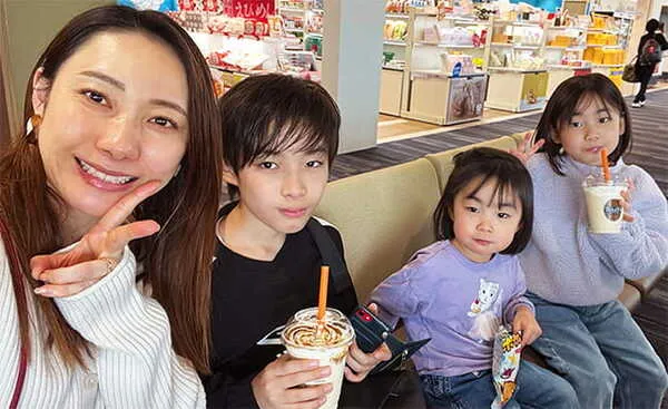 お子さんたちとプライベートを楽しむ魚谷選手